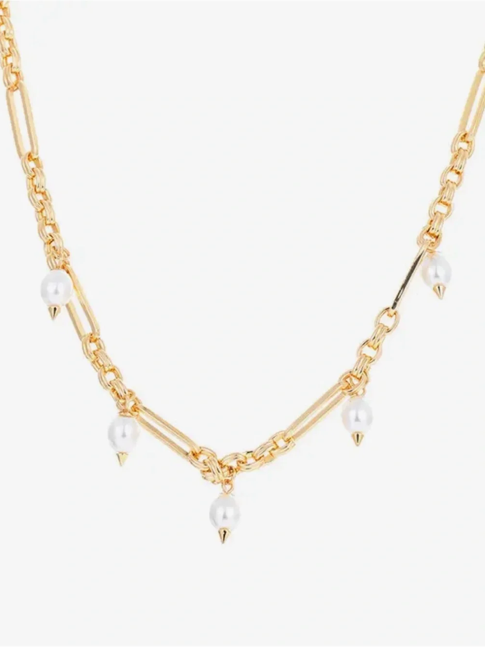 Gold Pearl Charm Link Necklace - Unbranded - Picture 2 of 2